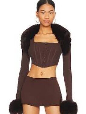 GUIZIO FAUX FUR KNIT BOLERO sold out everywhere